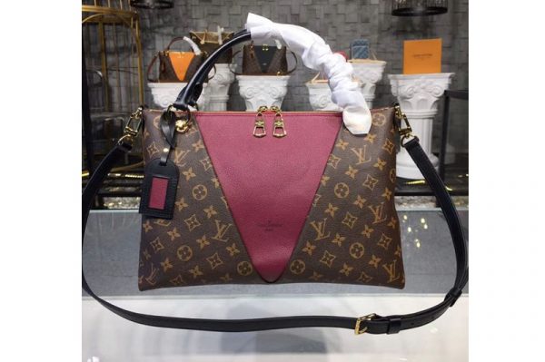 Replica Louis Vuitton M43949 LV V Tote MM Monogram Canvas Bags Bordeaux