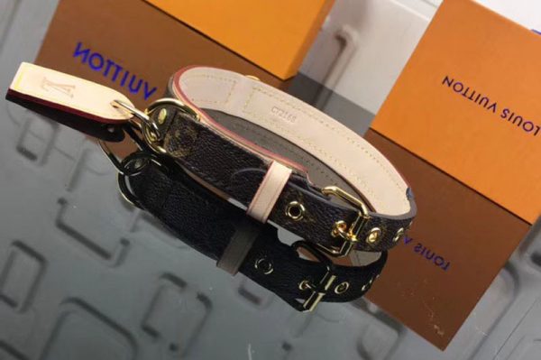 Replica Louis Vuitton M58073 LV Baxter Xsmall Dog Collar Monogram Canvas