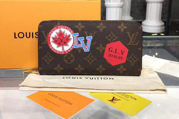 Replica Louis Vuitton M60017 LV Zippy Wallet MY LV World Tour Monogram Canvas Wallet