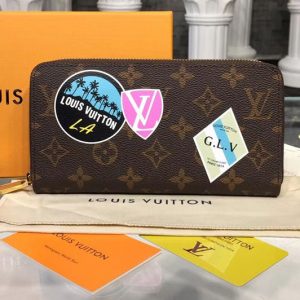 Replica Louis Vuitton M60017 LV Zippy Wallet MY LV World Tour Monogram Canvas Wallet