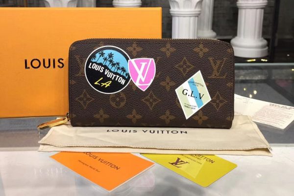 Replica Louis Vuitton M60017 LV Zippy Wallet MY LV World Tour Monogram Canvas Wallet