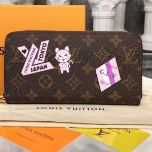 Replica Louis Vuitton M60017 LV Zippy Wallet MY LV World Tour Monogram Canvas Wallet