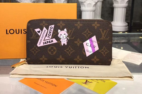 Replica Louis Vuitton M60017 LV Zippy Wallet MY LV World Tour Monogram Canvas Wallet