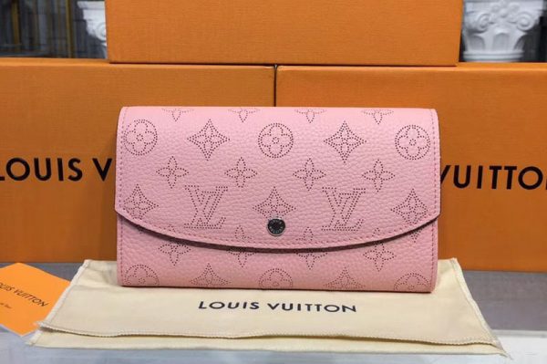 Replica Louis Vuitton M60145 LV Mahina Leather Iris Wallet Pink