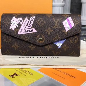 Replica Louis Vuitton M60531 LV Sarah Wallet MY LV World Tour Monogram Canvas Wallet