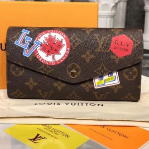 Replica Louis Vuitton M60531 LV Sarah Wallet MY LV World Tour Monogram Canvas Wallet