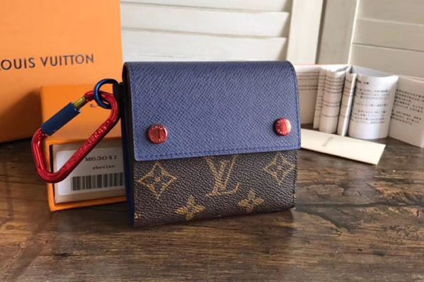 Replica Louis Vuitton M63041 LV Monogram canvas Compact Wallet Blue