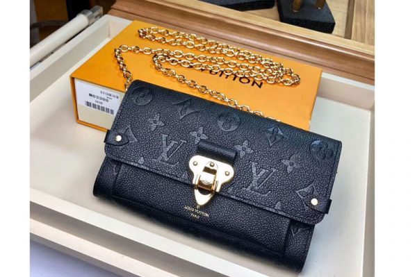 Replica Louis Vuitton M63398 LV Chain Wallet Monogram Empreinte Leather Bags Black