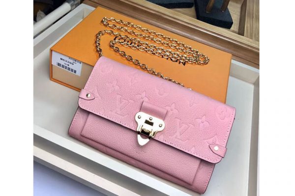 Replica Louis Vuitton M63399 LV Chain Wallet Monogram Empreinte Leather Bags Pink