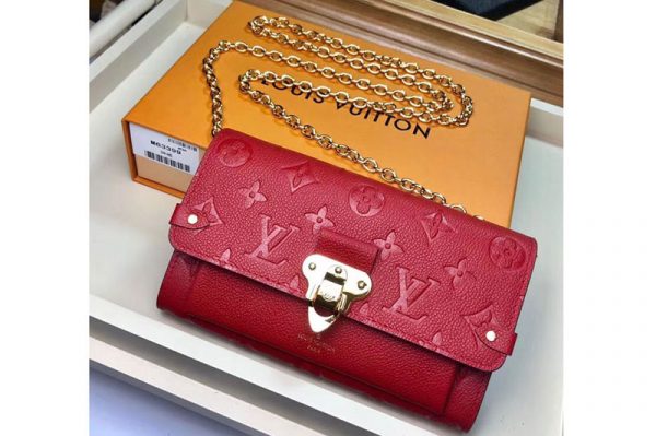 Replica Louis Vuitton M63399 LV Chain Wallet Monogram Empreinte Leather Bags Red