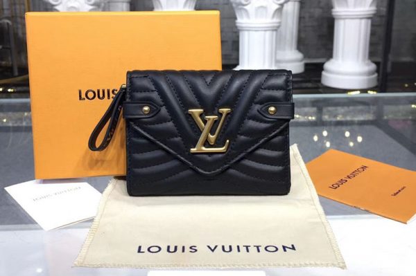 Replica Louis Vuitton M63427 LV New Wave Compact Wallet Calf leather Black