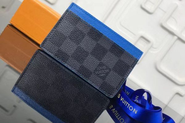 Replica Louis Vuitton N64029 LV Card Holder Damier Graphite Canvas Blue