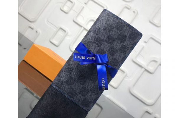 Replica Louis Vuitton N64031 LV Vasco Wallet Damier Graphite Canvas Blue