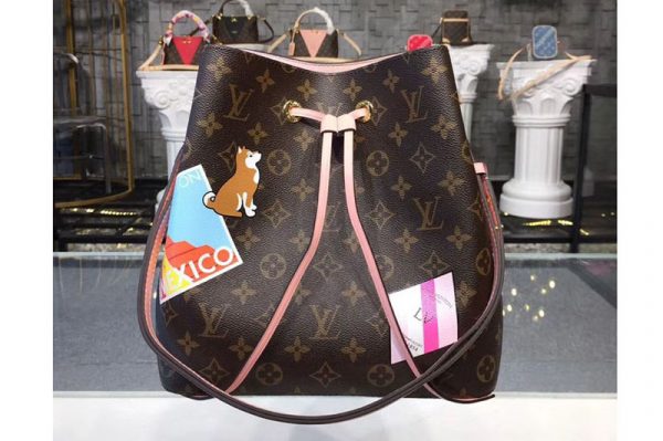 Replica Louis Vuitton P01072 LV Neonoe MY LV World Tour Monogram Canvas Bags Pink