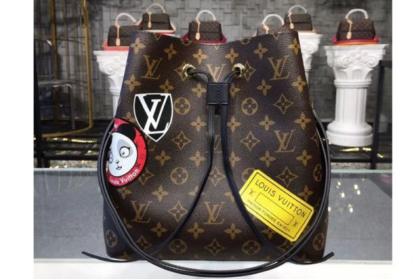 Replica Louis Vuitton P01072 LV Neonoe MY LV World Tour Monogram Canvas Bags Black