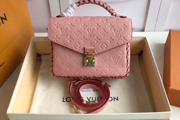 Replica Louis Vuitton M43941 LV Monogram Empreinte Pochette Metis Bags Pink