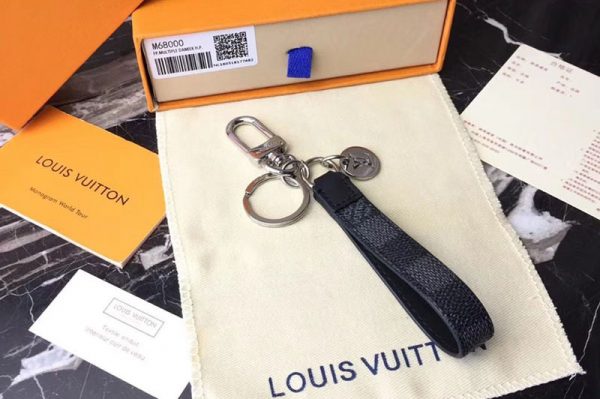 Replica Louis Vuitton M61950 LV Damier Graphite Canvas Dragonne Bag Charm and Key Holder