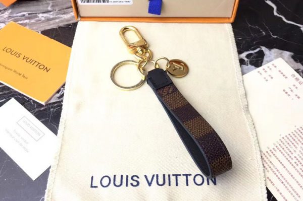 Replica Louis Vuitton M61950 LV Damier Ebene Canvas Dragonne Bag Charm and Key Holder