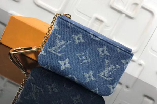 Replica Louis Vuitton M62650 LV Monogram Denim Key Pouch Blue