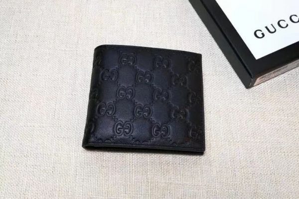 Replica Gucci 145754 Bi-Fold GG Leather Wallet Black