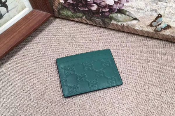 Replica Gucci 233166 Signature leather card case Green