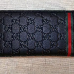 Replica Gucci 291105 Guccissima Leather Web Zip Around Wallet Black