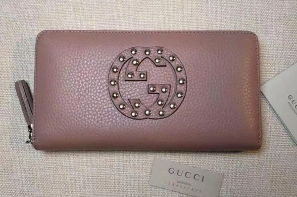 Replica Gucci 308004 Soho Original Leather Zip Around Wallets Pink Diamond Logo