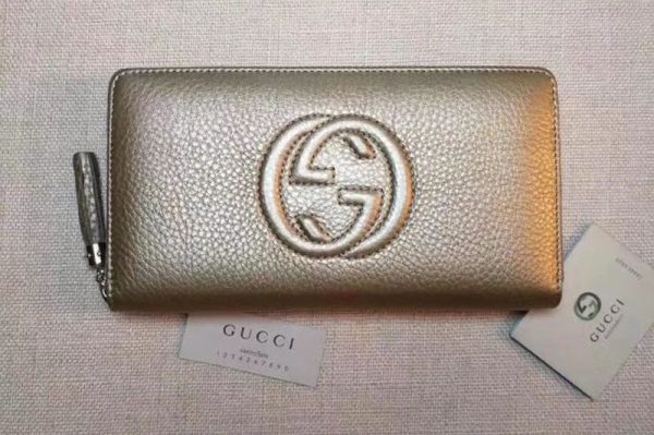 Replica Gucci 308004 Soho Original Leather Zip Around Wallets Gold