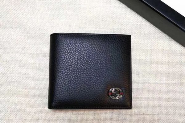 Replica Gucci 308795 Calfskin Leather Bi-fold Wallet Black