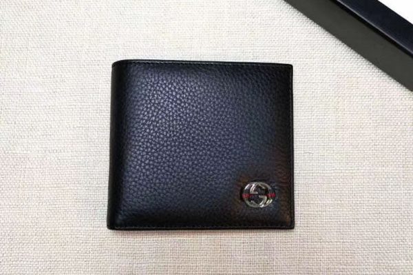 Replica Gucci 308798 Calfskin Leather Bi-fold Wallet Black