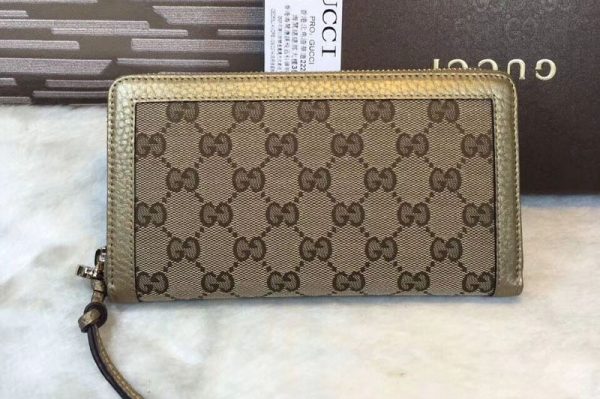 Replica Gucci 323397 Bree Original GG Canvas Zip Around Wallet Gold