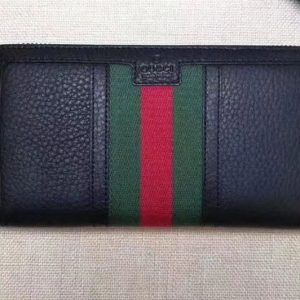 Replica Gucci 353651 Rania Black Leather Zip Around Wallets