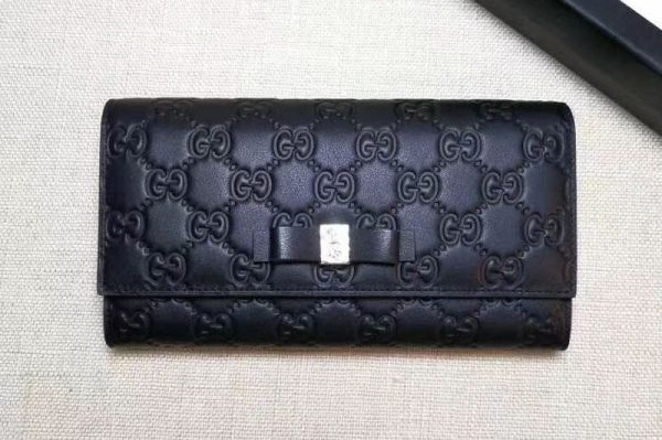 Replica Gucci 388679 Bow Signature Continental Wallet Black