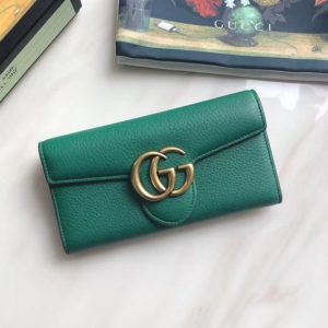 Replica Gucci GG Marmont Matelasse Leather Wallet 400586 Green