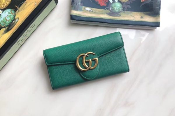 Replica Gucci GG Marmont Matelasse Leather Wallet 400586 Green