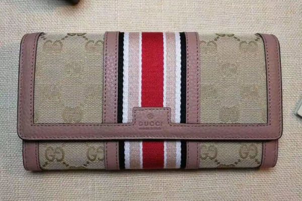 Replica Gucci 409440 GG Supreme Canvas Leather Continental Wallet Pink