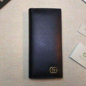 Replica Gucci GG Marmont Black Original Leather Long Wallet 428740 Black