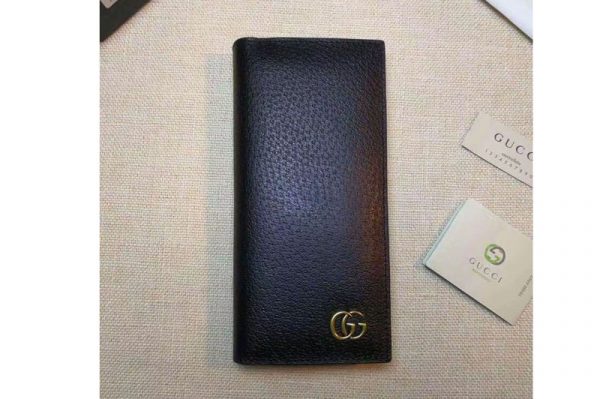 Replica Gucci GG Marmont Black Original Leather Long Wallet 428740 Black