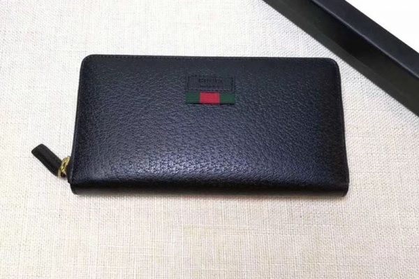 Replica Gucci 435298 Leather zip around wallet with Web