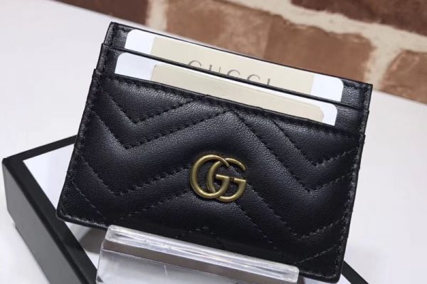 Replica Gucci 443127 GG Marmont Original Matelasse Leather Card Case Black