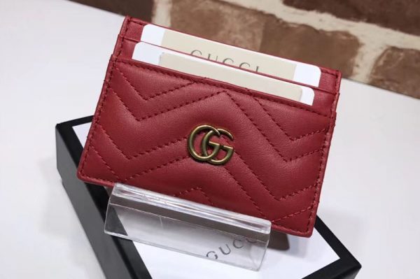 Replica Gucci 443127 GG Marmont Original Matelasse Leather Card Case Red