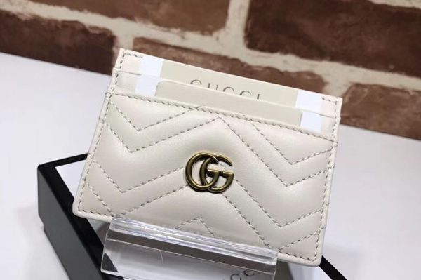 Replica Gucci 443127 GG Marmont Original Matelasse Leather Card Case White