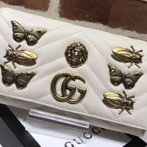 Replica Gucci 443436 GG Marmont continental With Animal wallet White