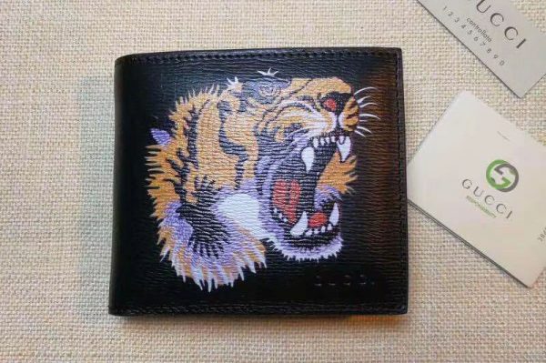 Replica Gucci Tiger print Calf Leather wallet 451268