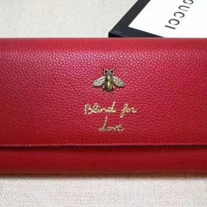 Replica Gucci 454070 Animalier Bee And Blind For Love Continental Wallet Red