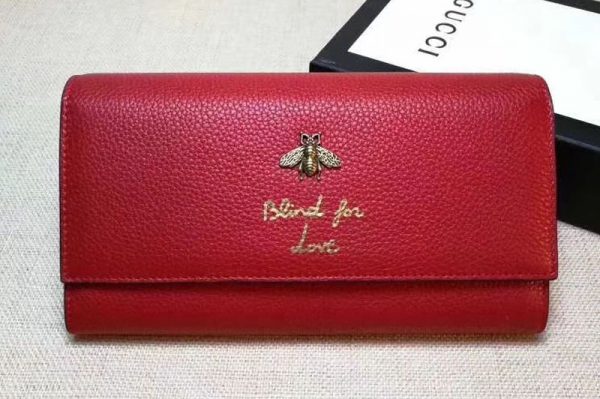 Replica Gucci 454070 Animalier Bee And Blind For Love Continental Wallet Red