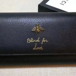 Replica Gucci 454070 Animalier Bee And Blind For Love Continental Wallet Black