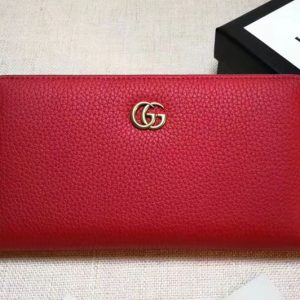 Replica Gucci 456117 GG Marmont leather zip around wallet Red