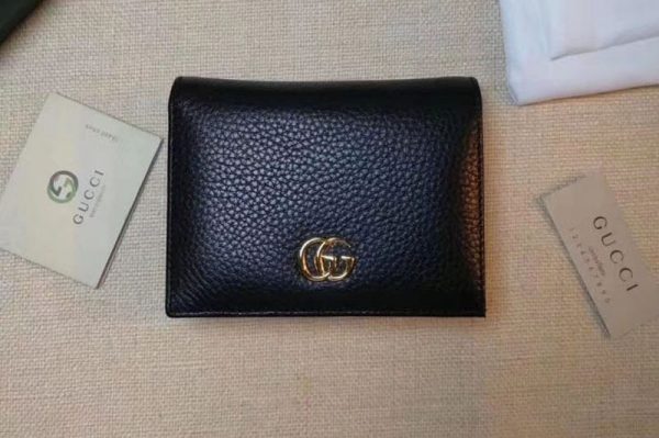 Replica Gucci 456126 Leather card case Wallets Black