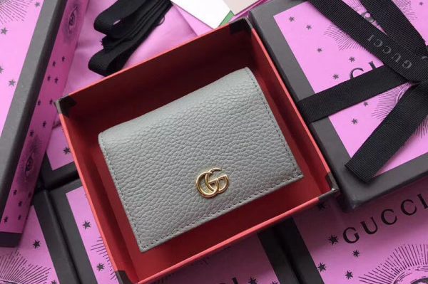 Replica Gucci 456126 Leather card case Grey